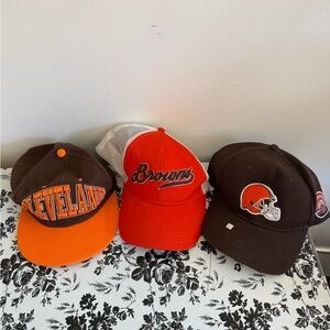 Lot of 3 Cleveland Browns Hats | Vintage Trucker, Snapback, & Helmet Logo